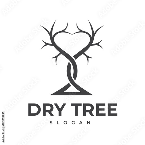 Dead Tree Illustration Logo Design, Global Warming, Vector Icon