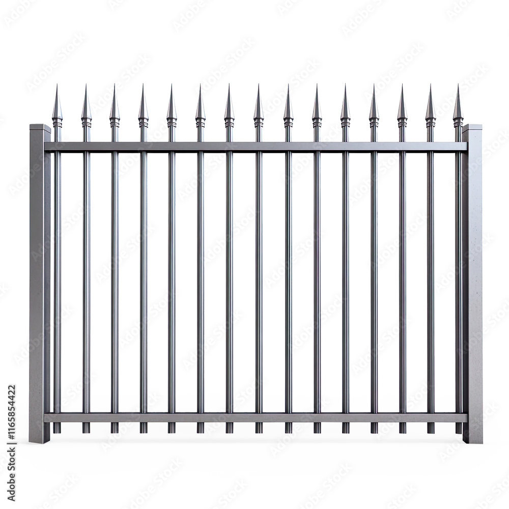 Metal Fence with Pointed Spikes on a Transparent Background Metal Fence with Pointed Spikes on a Transparent Background