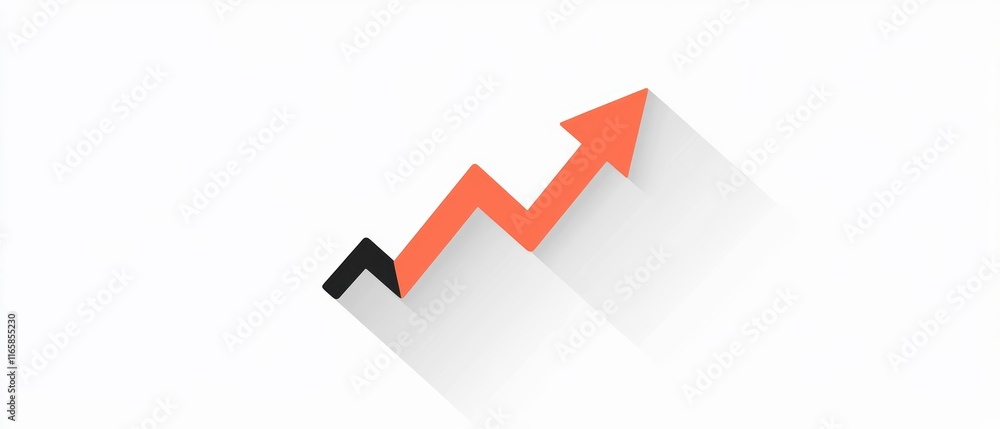 Arrow graph representing growth and success on white isolate background. Arrow graph representing growth and success on white isolate background.