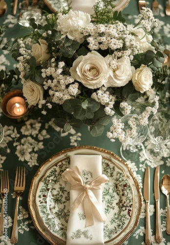 Elegant table setting with floral centerpiece for a spring gathering