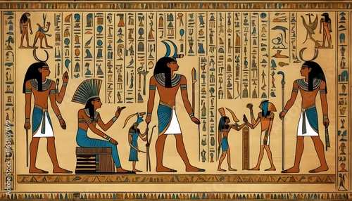 Ancient Egyptian Wall Painting: Pharaohs, Gods, and Hieroglyphs
