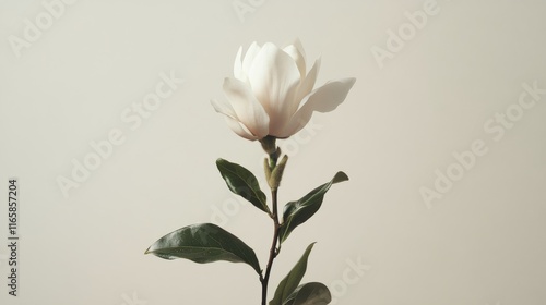 Stunning magnolia flower with delicate petals against a soft neutral background