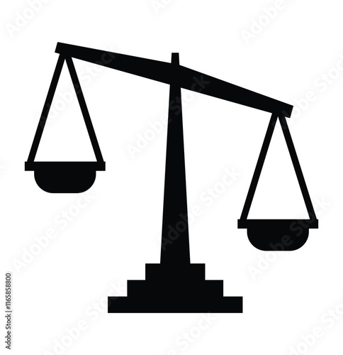 Print Minimalist vector illustration of scales of justice in black and white. Editable stroke. scales silhouette vector illustration, Scales icon set. Weight scale icon. EPS 10