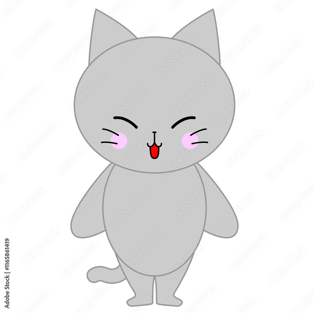 かわいい灰色猫のイラスト かわいい灰色猫のイラスト