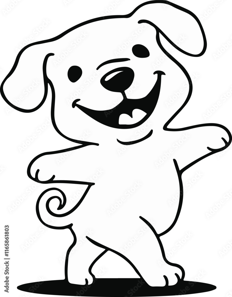 Black doodle cute dog in minimalistic style Black doodle cute dog in minimalistic style