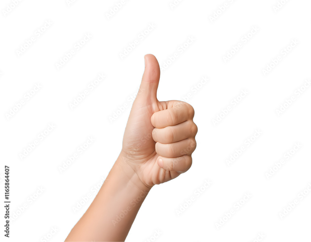 Hand Giving a Thumbs Up Gesture Against Transparent Background Hand Giving a Thumbs Up Gesture Against Transparent Background