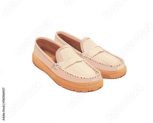 Wallpaper Mural Stylish brown loafers, white isolated background. Torontodigital.ca