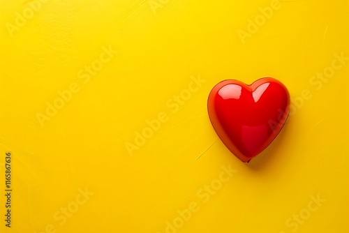 Wallpaper Mural Red heart on a yellow background. 3d rendering, 3d illustration. Torontodigital.ca