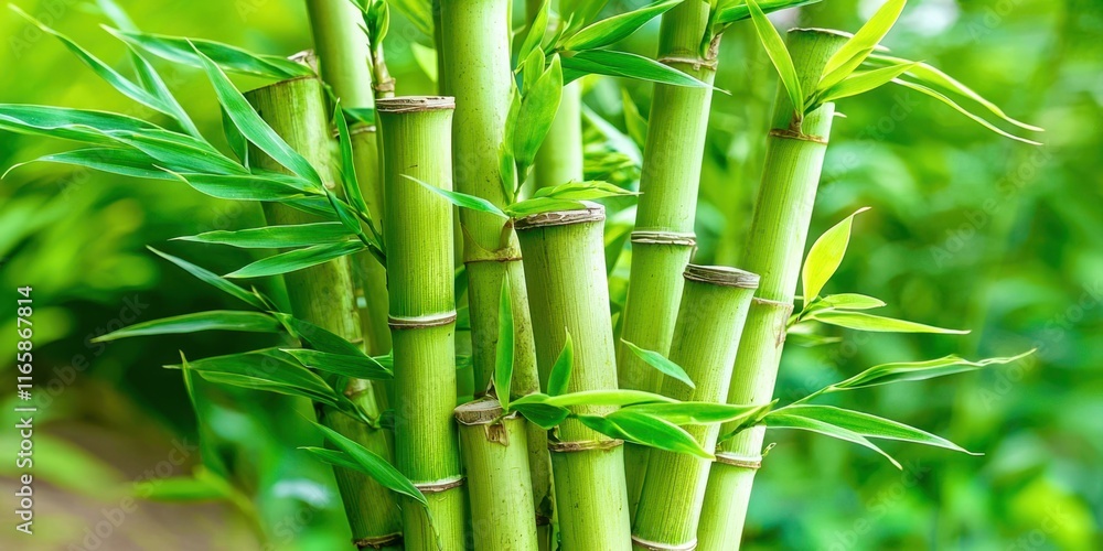 Obraz premium Bunch of bamboo sticks are green in color