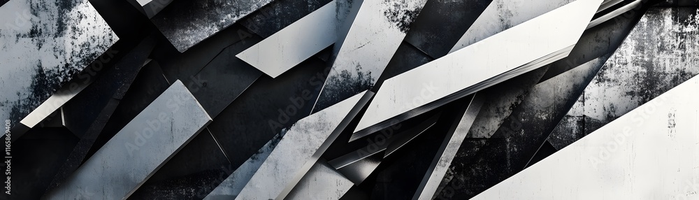 Abstract Grey and Black Geometric Wall Design
