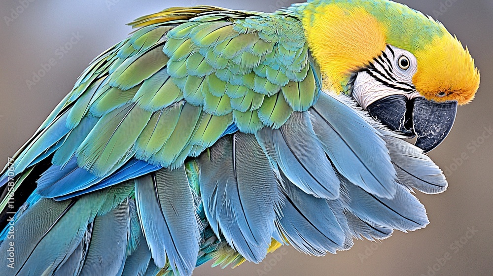 Fototapeta premium of a parrot's tail feathers, showcasing the intricate patterns and colors. | 