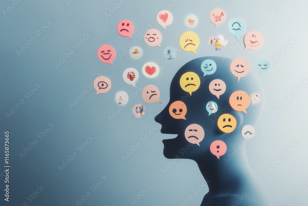 human head with thought bubbles surrounding it, each filled with different emotional icons, minimal background with copy space --ar 3:2 --style raw --v 6.1 Job ID: dcea6384-e22d-4e07-a3d6-fe64b6bda398 human head with thought bubbles surrounding it, each filled with different emotional icons, minimal background with copy space --ar 3:2 --style raw --v 6.1 Job ID: dcea6384-e22d-4e07-a3d6-fe64b6bda398