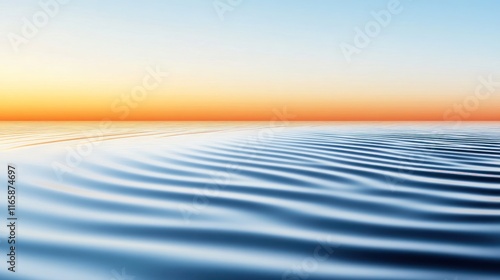 Serene sunset over calm water with gentle ripples.