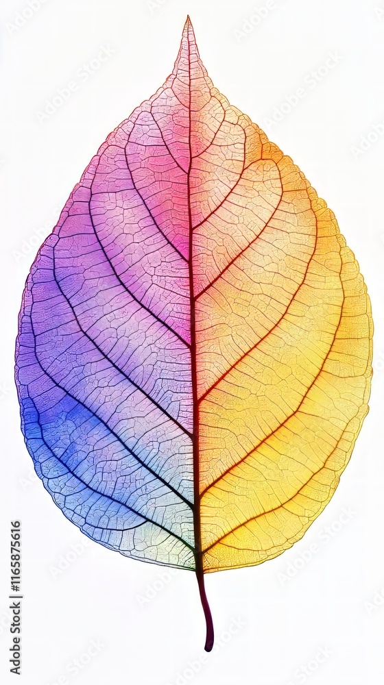 Obraz premium A Colorful, Detailed View of a Leaf's Veins. A Vibrant Botanical Masterpiece. A Stunning Macro Photography of a Leaf