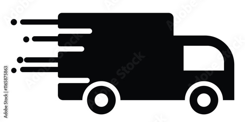 Fast delivery vehicle silhouette. Express delivery trucks icons. Fast shipping truck. Free delivery 24 hours. Logistic trucking sign. Fast Delivery - Pictogram (icon). Design eps 10