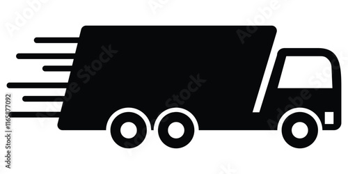 Fast Delivery Truck Icon, Delivery Van Icon, Vehicle Symbol, Parcel To Deliver, Courier Service, Shopping Online Object, Lorry, Cargo Van Sign, Transportation Design Elements. Design eps 10