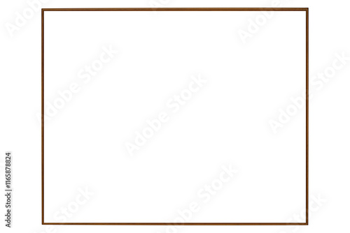 Dark brown wooden frame isolated.