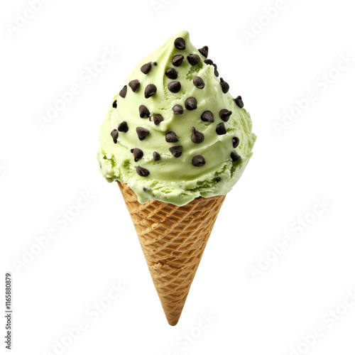 Delicious Ice Cream Cone with a Variety of Flavorful Toppings on transparent background photo