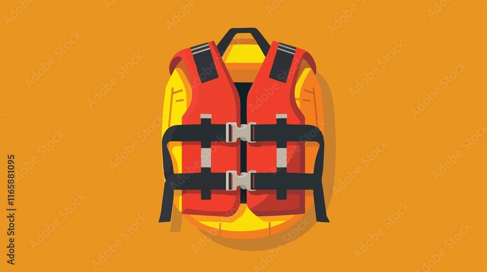 Professional Life Jacket Vest Vector Illustration for Safety and Water Activities Professional Life Jacket Vest Vector Illustration for Safety and Water Activities