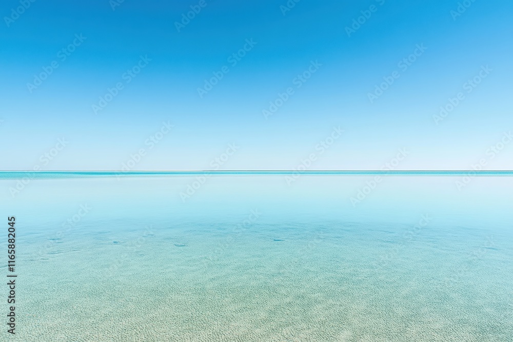 Fototapeta premium Tranquil clear waters reflect the blue sky over a serene coastal landscape