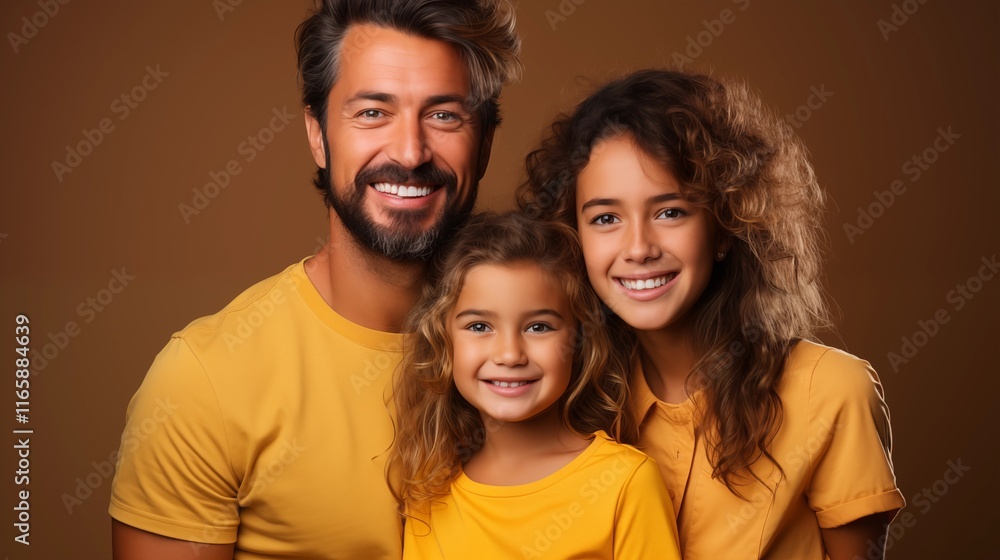 A happy family enjoying time together with a mother, father, and their children smiling and hugging A happy family enjoying time together with a mother, father, and their children smiling and hugging