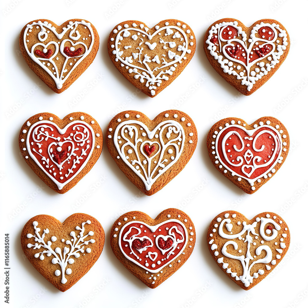 cookies, valentine, hearts, heart-shaped cookies on white background cookies, valentine, hearts, heart-shaped cookies on white background