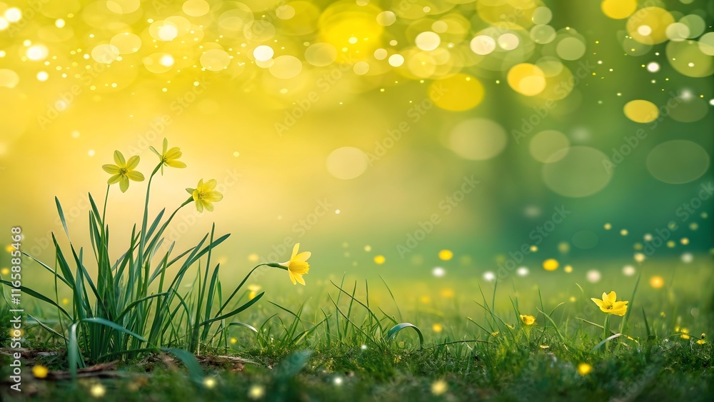 Obraz premium yellow green blue happy new year concept Bokeh Beautiful 3D Background