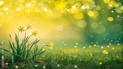 yellow green blue happy new year concept Bokeh Beautiful 3D  Background