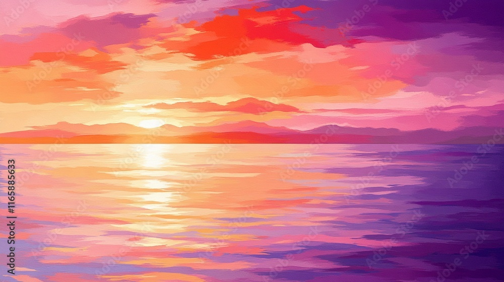 Fototapeta premium A vibrant sunset-inspired color blend with oranges, pinks, and purples softly merging into each other.