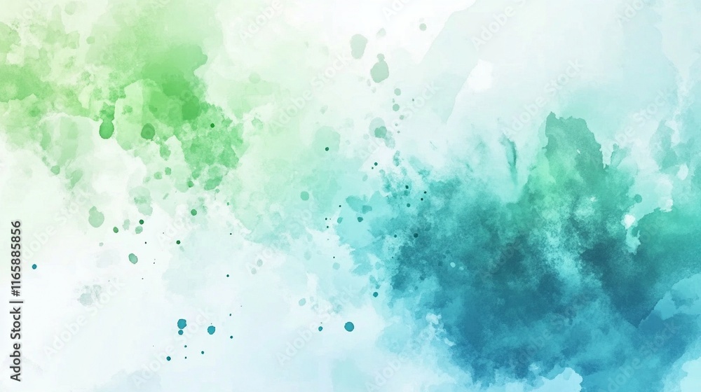 A watercolor background with cool blue and green blends, giving a peaceful and natural look. A watercolor background with cool blue and green blends, giving a peaceful and natural look.
