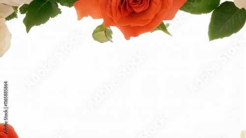 Elegant Rose Frame on White Background