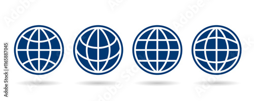 Globe icon set. Go to web symbol icon. www symbol, Web icon, website, homepage icon set, earth clip art, globe symbols. Vector illustration
