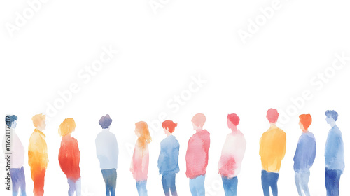 Banner copy space Silhouette profile group of men and women of diverse culture Diversity multiethnic and multiracial people Concept of racial equality and antiracism Multicultural cover poster copy photo