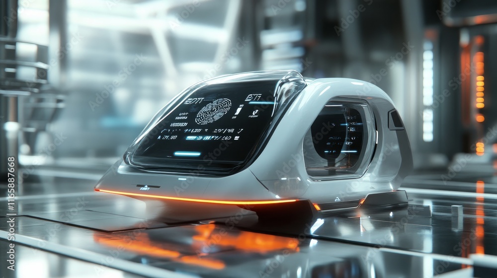 Obraz premium A futuristic card with integrated biometric fingerprint authentication.