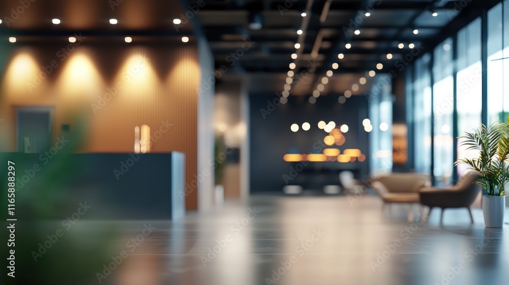Obraz premium Modern Office Lobby Interior Design: Stylish and Serene Workspace