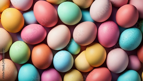 Colorful background of solid color pastel easter eggs collection photo