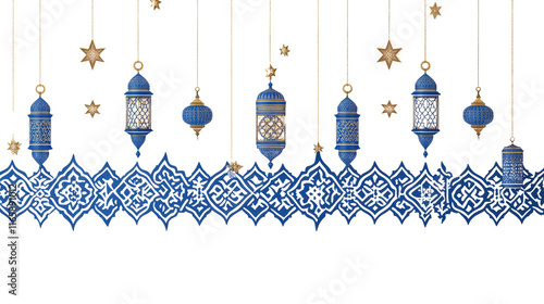 Ornate Geometric Border. ramadan kareem, isolated transparent background photo