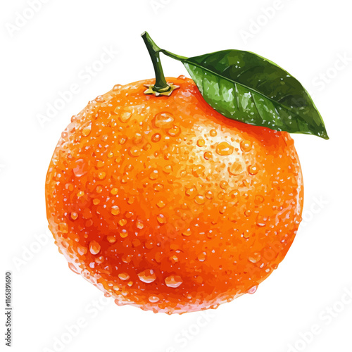 A watercolor drawing of an orange, isolated on a white background. Orange vector.
