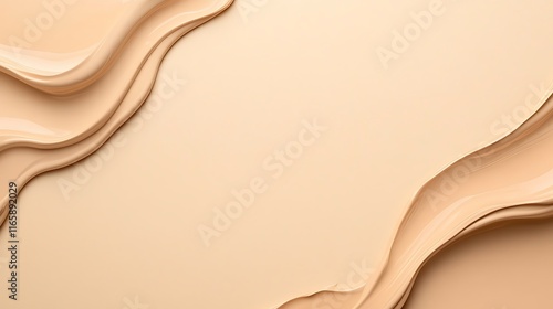 Liquid Foundation Swirls on Beige Background