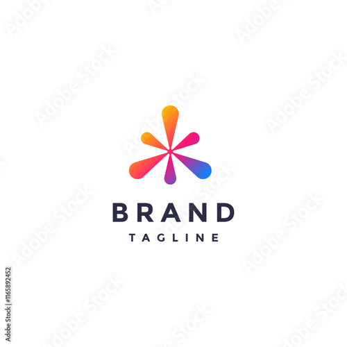 Simple Colorful Triangle Splash Logo Design. Six Glowing Color Dots Spread Out Logo Design.