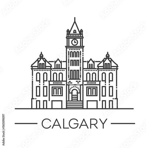 Calgary City Hall. Vector outline illustration