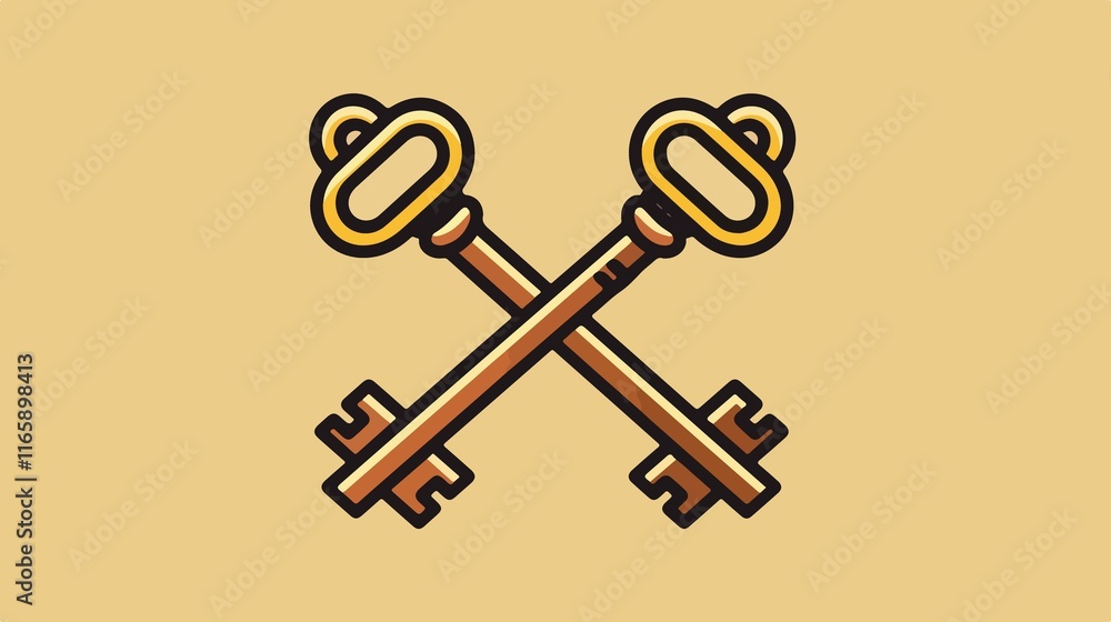 Heavenly Crossed Keys Flat Icon for Apps and Websites Heavenly Crossed Keys Flat Icon for Apps and Websites