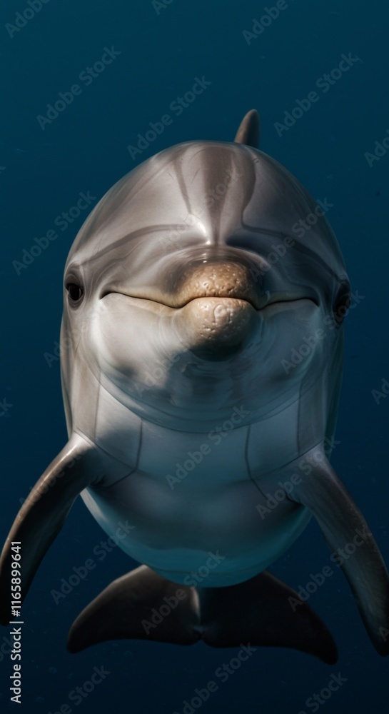 Obraz premium Close up of face of a Dolphin in the Ocean, Sea, Wildlife, Animal, Zoom In, Zoomed Portrait