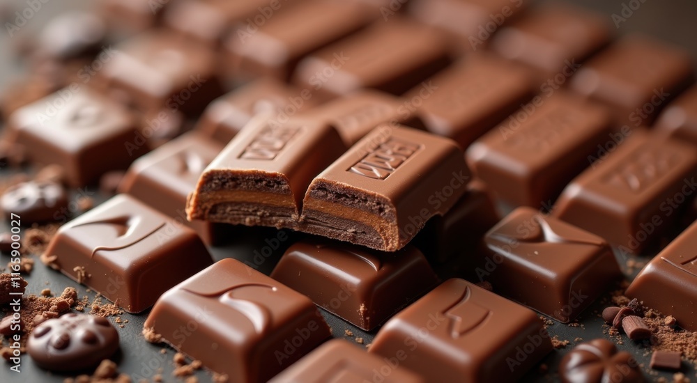 Chocolate bars and pieces of chocolate on a table Chocolate bars and pieces of chocolate on a table