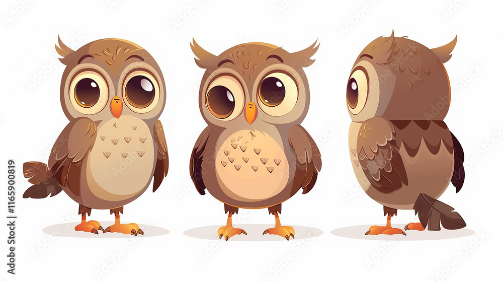 Fototapeta premium Adorable Cartoon Owls Illustration