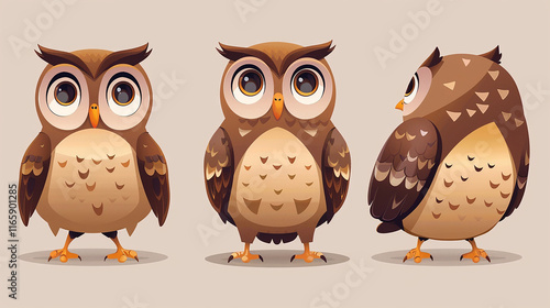  Adorable Cartoon Owls Illustration