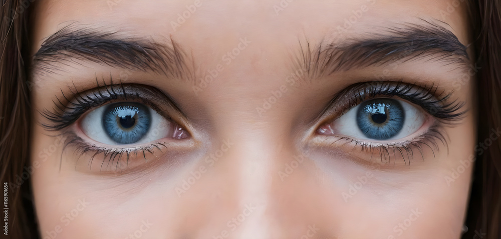 Fototapeta premium close up of woman face and blue eyes 