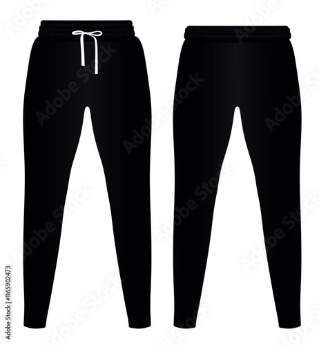 Black  tracksuit bottom. vector illustration