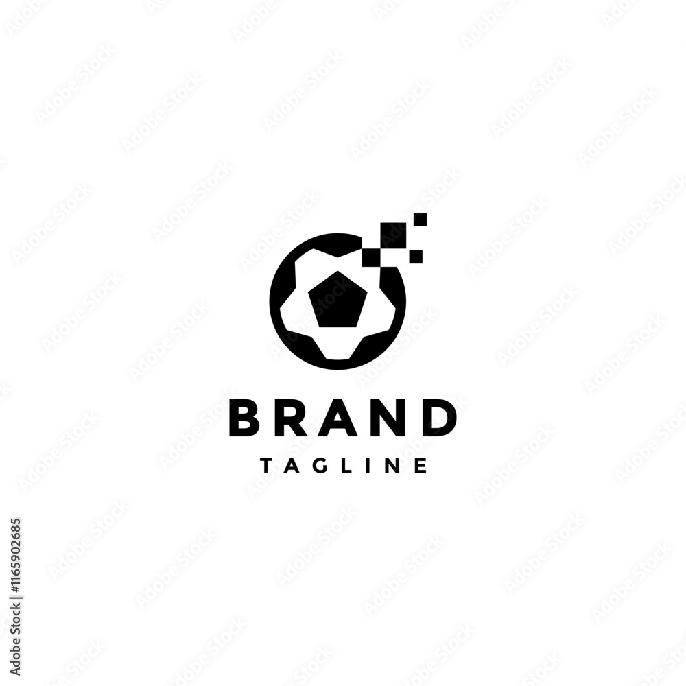 Soccer Ball Match Data Logo Design. Simple Football Icon With Pixel Data Accent Logo Design. Soccer Ball Match Data Logo Design. Simple Football Icon With Pixel Data Accent Logo Design.