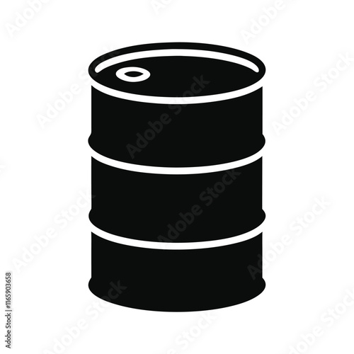 Black Industrial Oil Drum Vector Illustration - Cartoon, Clipart, Line Art Design.eps